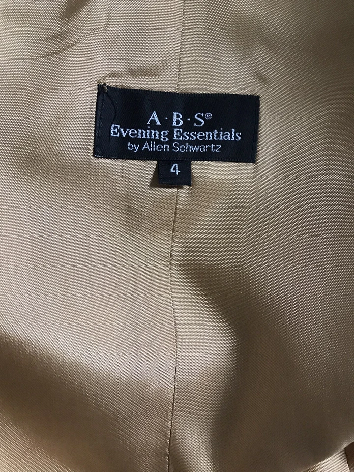 ABS вечер на Allen Schwartz EUC коктейльное платье парчи золото серебро размер 4 - Изображение 2 из 4