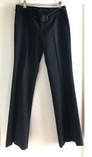 Marc Jacobs 100% Wool Owl Belted Black Wide Leg Trouser Dress Pants Size 8
