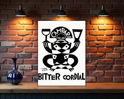 Vintage Campari Bitter Cordial Rare Depero  Heavy Metal Sİgn (60x40 cm)