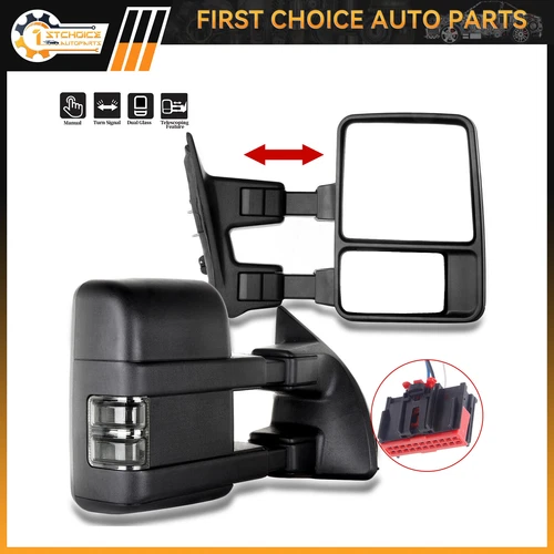 Fold Turn Signal Door Manual Mirrors For 08-16 Ford F250-550 Super Duty Pickup