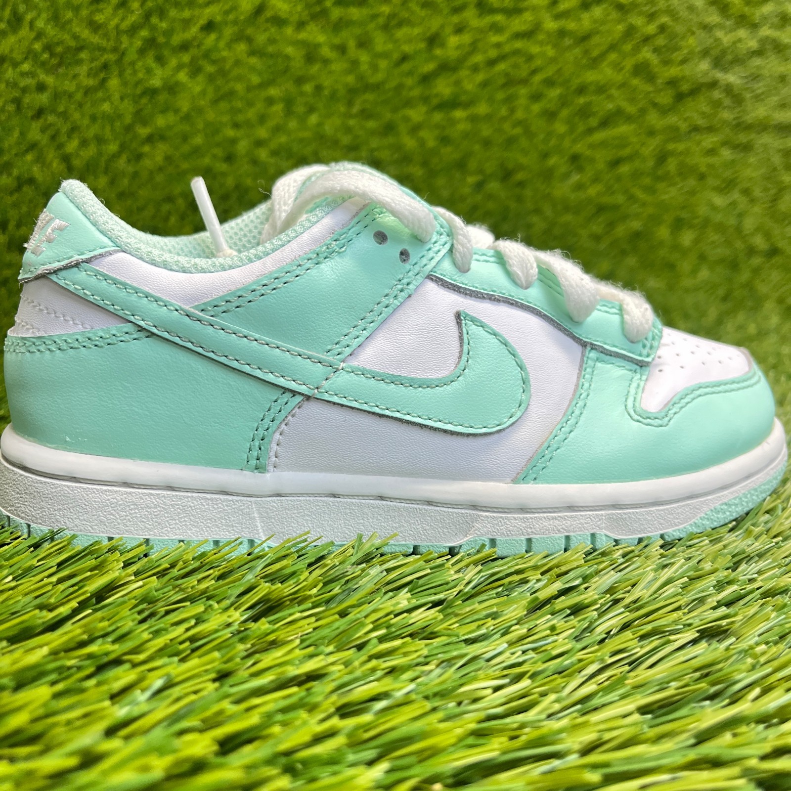 Nike Dunk Low Boys Size 12C Green White Athletic Walking Lea
