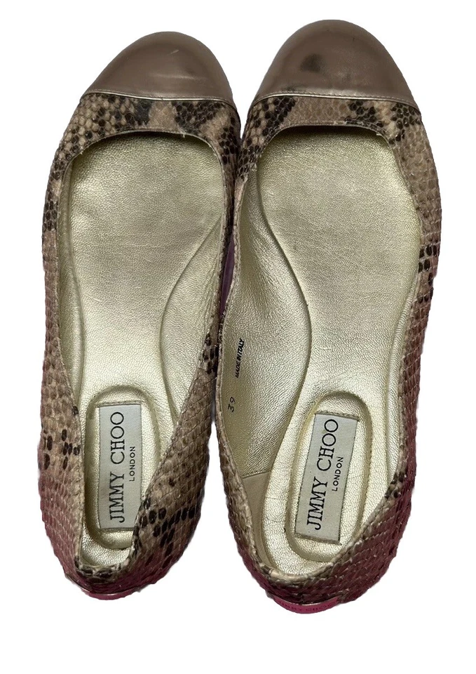 JIMMY CHOO Talla 9,WHIRL Pitón Ballet Zapatos Planos Gorra Puntera Piel de Serpiente Foto 4 de 4