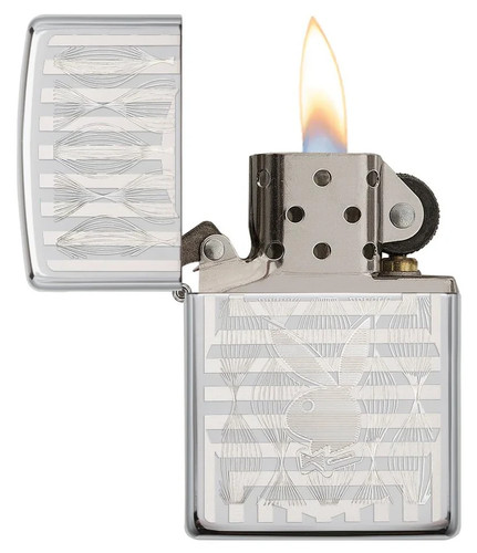 ZIPPO Lighter Elegant Playboy Bunny Head Design High Polish Chrome Laser Engrave - Picture 2 of 3