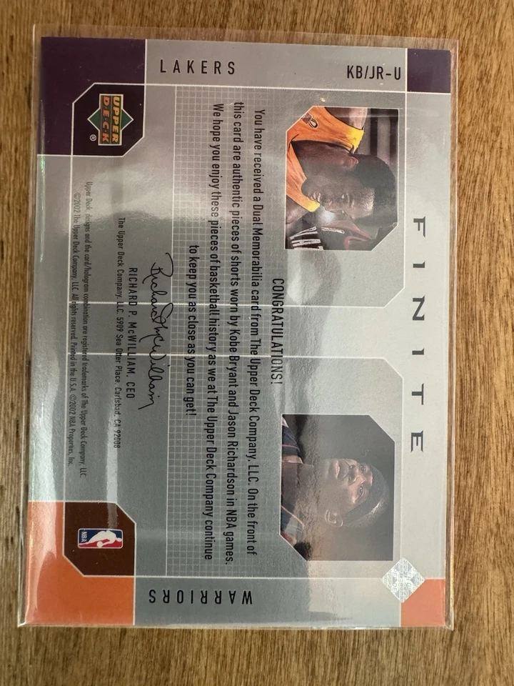 2002-03 Upper Deck Kobe Bryant Player Worn Dual Memorabilia + Jason Richardson - Image 2 of 2