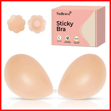 Nubrava Adhesive Bra Strapless Sticky Invisible Push Up Silicone Bra Resuable