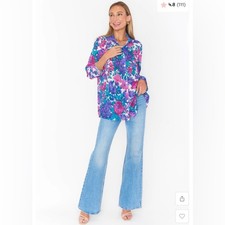Show Me Your Mumu Smith Button Down Floral Magenta Blooms XS