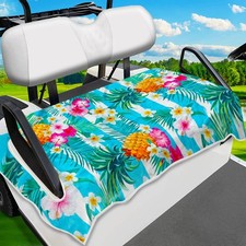 Tropical Golf Cart Seat Covers - Breathable Microfiber Towel Blanket for 2 4 P