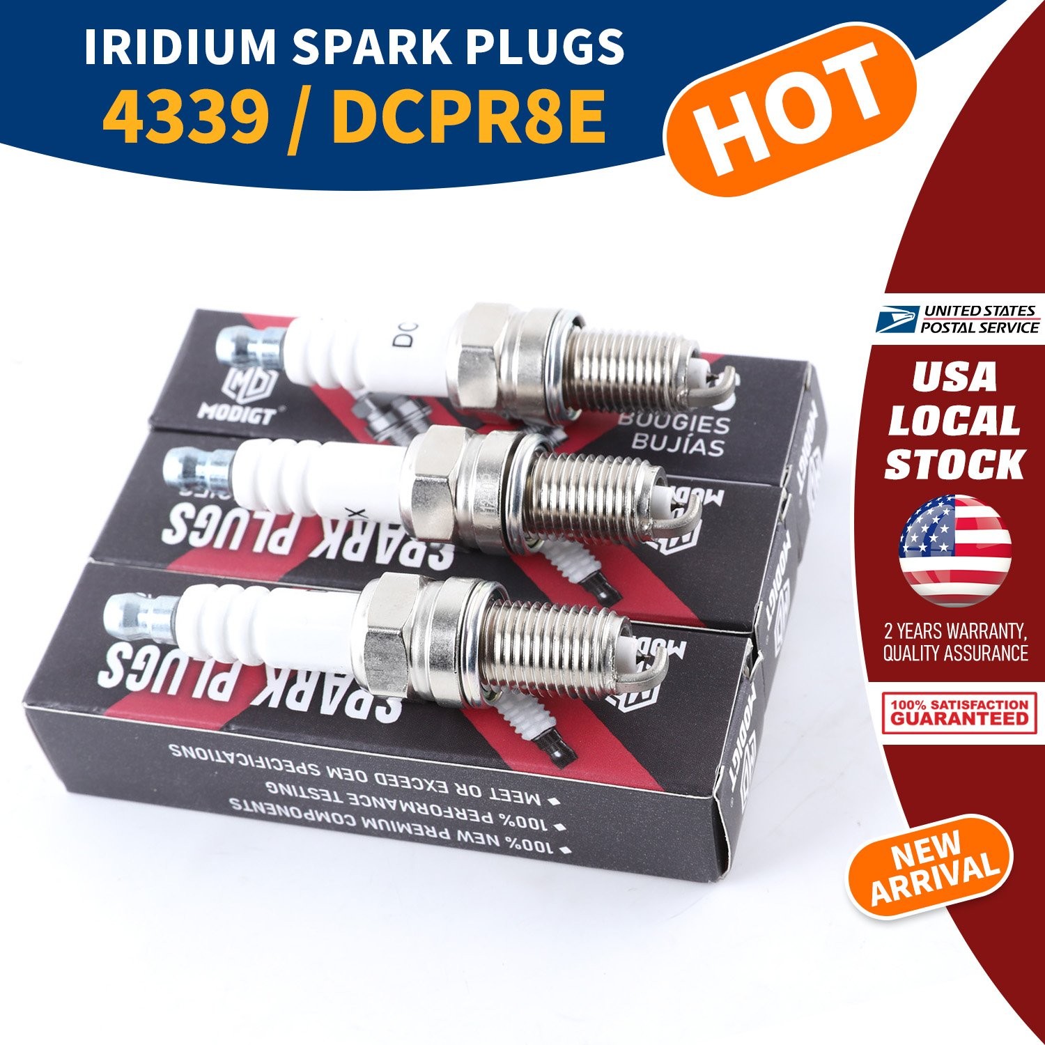 For NGK DCPR8E Iridium Spark Plugs 4339 Set of 6 OEM High Quality MODIGT