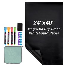 24"x40" Self Adhesive Magnetic Dry Erase Whiteboard Paper Set, Black