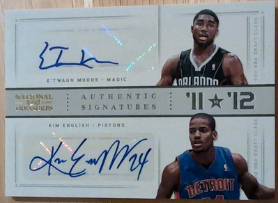 E'Twaun MOORE Kim ENGLISH 2012-13 Panini National Treasures DUAL AUTO GOLD 25/25
