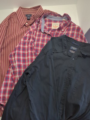 Dockers Shirts Men's XL Long Sleeve Collared Button-Down Red Black Set Of 3