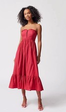 Urban Outfitters Women's Midi Red Dress Size L Sleeveless Button Front