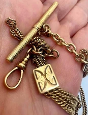 Antique Victorian RFG & Co. 10k GF Rose Gold Pocket Watch Fob Chain Pat.1885