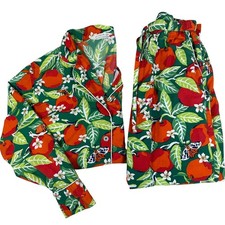 Printfresh XS Organic Cotton Pajama Green Orange grove Fruit Moth Print PJ Set