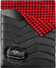 Flannel Double Sleeping Bag for Adults , Lightweight Windproof with Compressi...