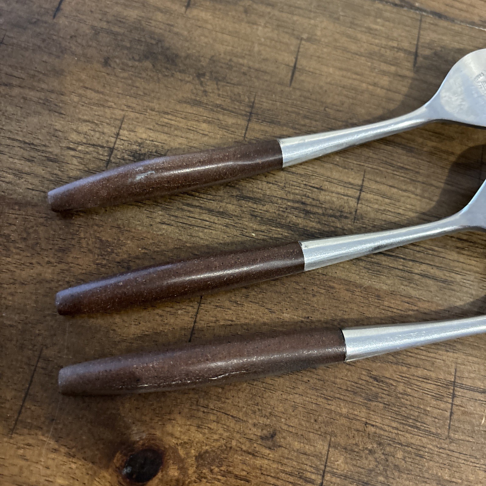 3 MCM Vintage EKCO Eterna CANOE MUFFIN Flatware Japan  2 Salad 1 Dinner Forks