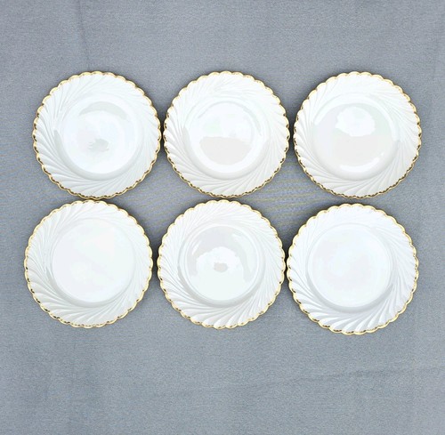 Nymphenburg Porcelain WELLE Set 6 Desert / Side Plates Dishes White Gold Trim - Picture 19 of 23