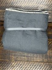 Copripiumino King West Olmo Europeo Lino Pom Pom - Grafite Nuovo!