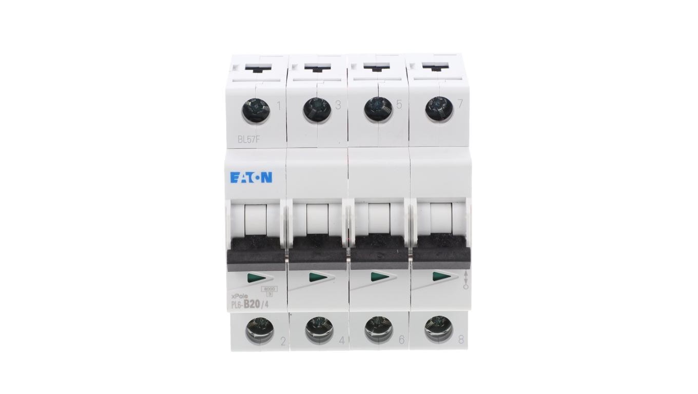 4P B 20A Overcurrent Switch 6kA AC PL6-B20/4 166497