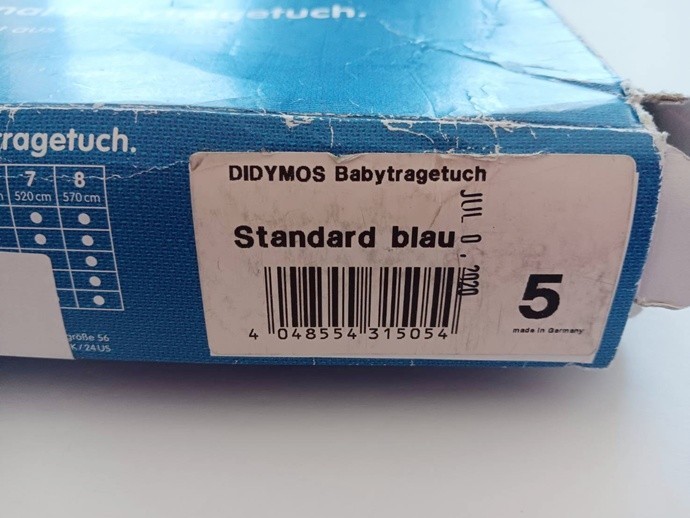 Didymos Baby Wrap Sling-Standard Blue-Organic Cotton Woven-Size 5. JUL 2020