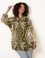 Blue Vanilla Womens Tropical Metallic Oversized Shirt