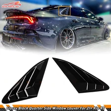 Gloss Black 1/4 Quarter Panel Rear Side Window Louver For 21-25 Kia K5 LX LXS GT