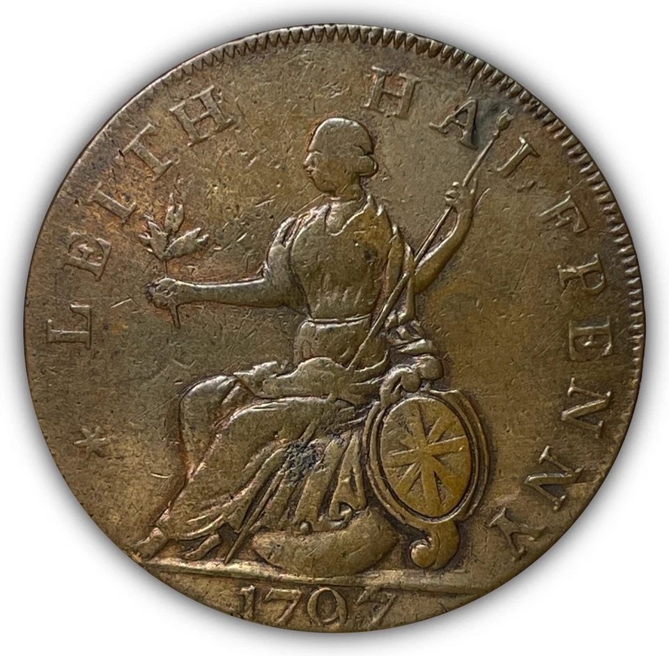 Moneda Leith Halfpenny Scotland Conder Token 1797 muy fina en estado bastante bueno #27049 Foto 2 de 3