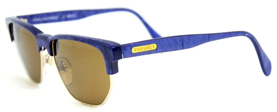 Raro Vintage Vuarnet 438 Mármol Azul Gafas de Sol PX2000 Marrón Mineral Lente - Imagen 1 de 4