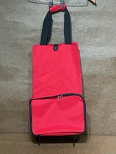 Folding Grocery Bag With Wheels, Utility Cart, Red, Durable, Excellent Condition