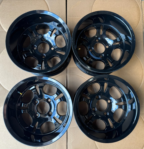 4 RETURNED GOLF CART 12"x7" BLACK ALUMINUM WHEELS /RIMS (12-108)