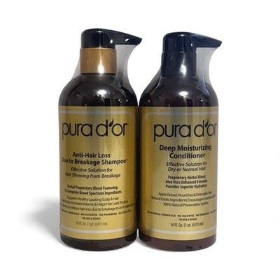 PURA D'OR Anti-Hair Loss Due to Breakage Shampoo + Deep Moisturizing Conditioner