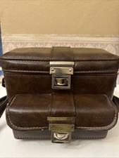 Vintage Leather Camera Bag Brown Pocket Made In Korea 12 x 10 x 8