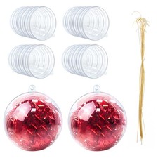 20 Pcs 80mm Clear Plastic Fillable Christmas Ball Ornaments - 3.15'' DIY Craf...