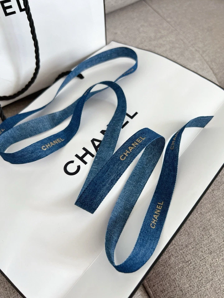 Limited Edition Rare New Chanel Blue Denim Ribbon SOLD BY Yard 100% Authentic - Image 3 of 4