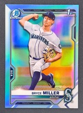 2021 Bowman Draft Bryce Miller 1st Chrome Sky Blue Refractor #BDC-64 Mariners