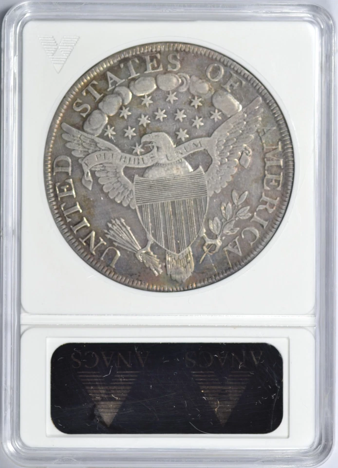 1800 DRAPED BUST SILVER DOLLAR B-17 ANACS VF DETAILS SOLID COIN - Image 2 of 3