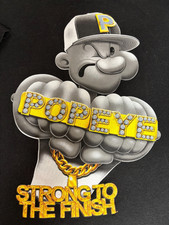 2000s Vtg Popeye Strong To The Finish Fist Graphic Black T-Shirt Kids 6-7
