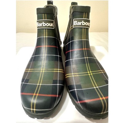 Barbour Plaid Rain Boots Ankle Chelsea Waterproof Rubber  display picture 3