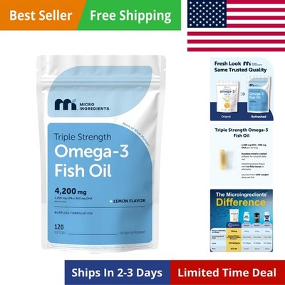 Triple Strength Omega 3 Fish Oil Supplements 4200mg Per Serving, 120 Softgels...