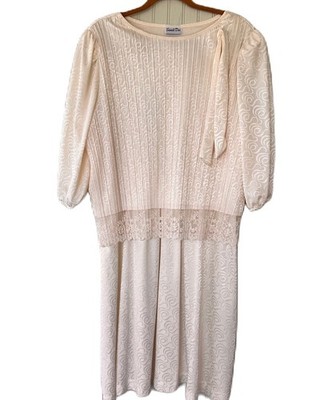 Sandi Dee Dress  XL Womans Layered Cream Grandmacore Bisho p Lace Elastic Waist
