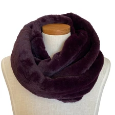 Calvin Klein Faux Fur Infinity Loop Scarf Women OS Plum Purple NWT