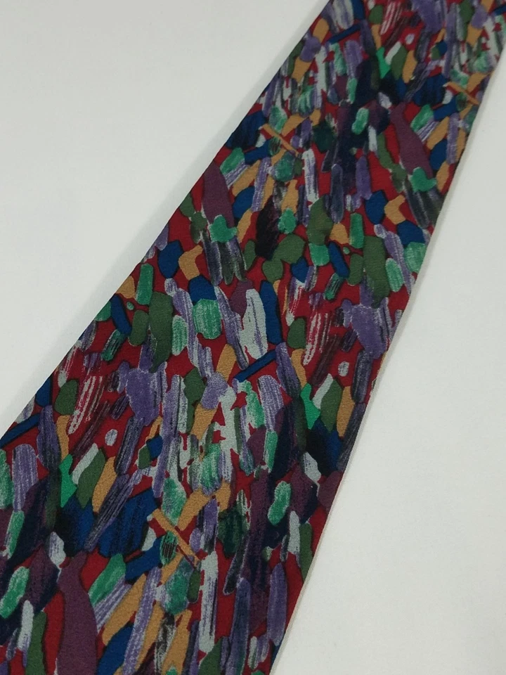 Corbata de seda Molecular Expressions by Stonehenge patrón abstracto multicolor vintage Foto 2 de 4
