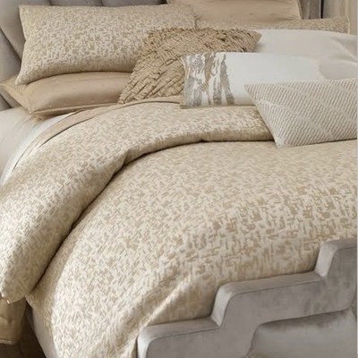 Donna Karan Home Fragment Collection FULL / QUEEN Duvet Cover GOLD - $500