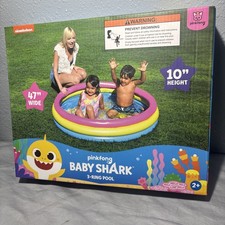 Baby Shark Pinkfong 3-Ring Inflatable Swimming Pool 47" Wide NEW