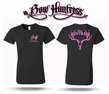 Bow Huntress Brand womens bowhunting t shirt,deer skull,antlers,compound,archery
