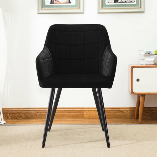 2 Pcs Dining Chairs Velvet Upholstered Seat Armchairs Metal Legs Home Kitchen UK - Picture 55 of 66