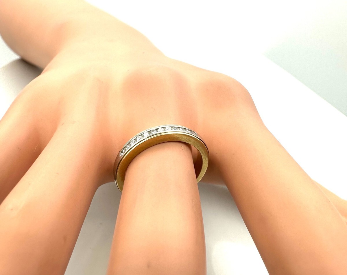 Bague Alliance Or 18K Diamants - Or Blanc, 0.24 Carat, Taille 52, 4.10g, Occasion Parfait état