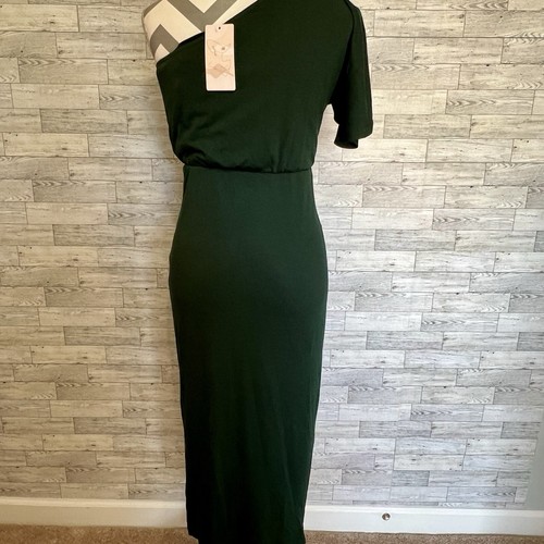 Green Asymmetrical One Shoulder Dress By Fashion Ruching Sz- Small Bodycon - Picture 8 of 14