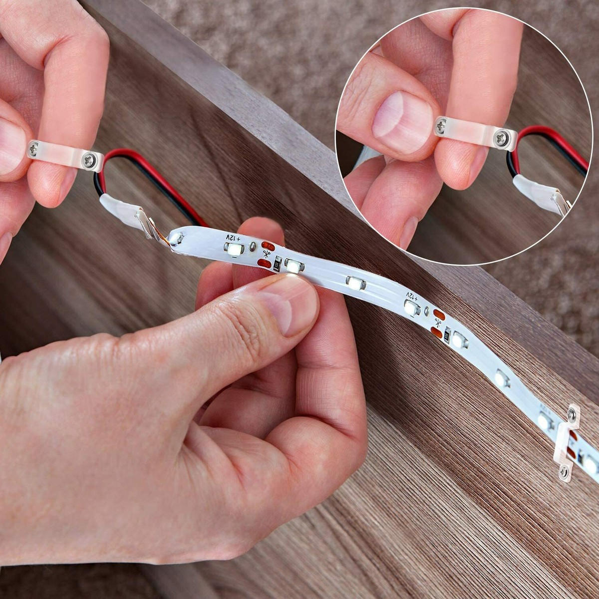PZRT 40-Pack LED Strip Light Mounting Brackets – 14mm Width, Transparent Silicone Clips With 80 Screws, Fits 2835/5050/3528/3014 Strips