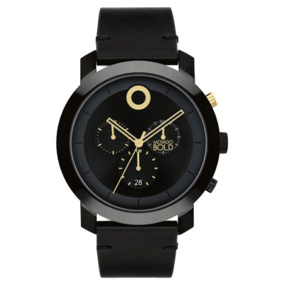 MOVADO BOLD 3601069 TREND CHRONOGRAPH BLACK DIAL BLACK LEATHER